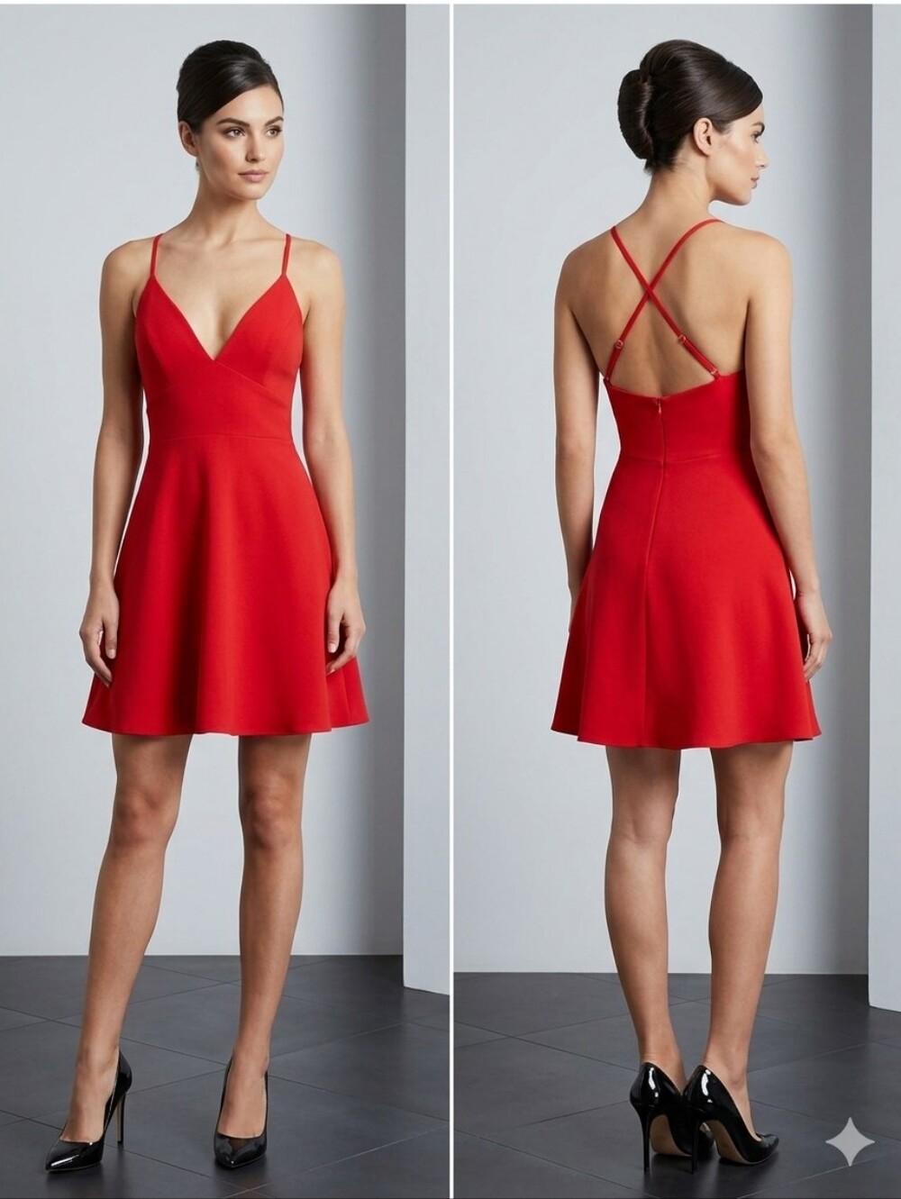 Copy -‎ BCBGENERATION PLUNGING NECK SKATER  Red DRESS